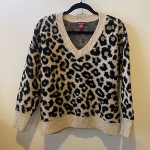 Vince Camuto snow leopard print sweater